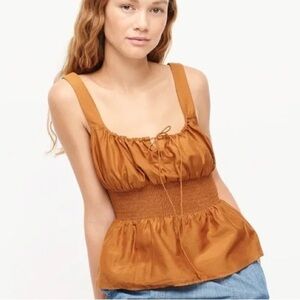 J. Crew Smocked Silk Cotton Tank Top